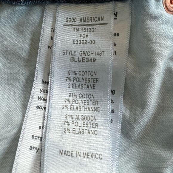 Good American Blue 349 Stretch Skinny Jeans Distressed Hem Size 6 Med Wash - Picture 4 of 7